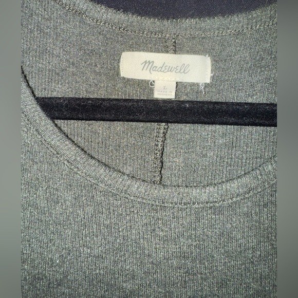 Madewell Swingy Tee Dress in Ribbed Heathered Moss Green size Large - Picture 7 of 14